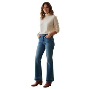 Rock & Roll Cowgirl Womens High Rise Flared Denim Jeans‎ Dark Wash Blue SZ 27x34